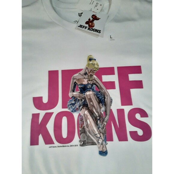 Jeff Koons Seated Ballerina Art Graphic White Short Sleeve Uniqlo T Shirt, NWT, - Picture 1 of 2